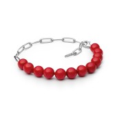 Bratara argint cu zale mari si coral rosu DiAmanti 252-02B-G